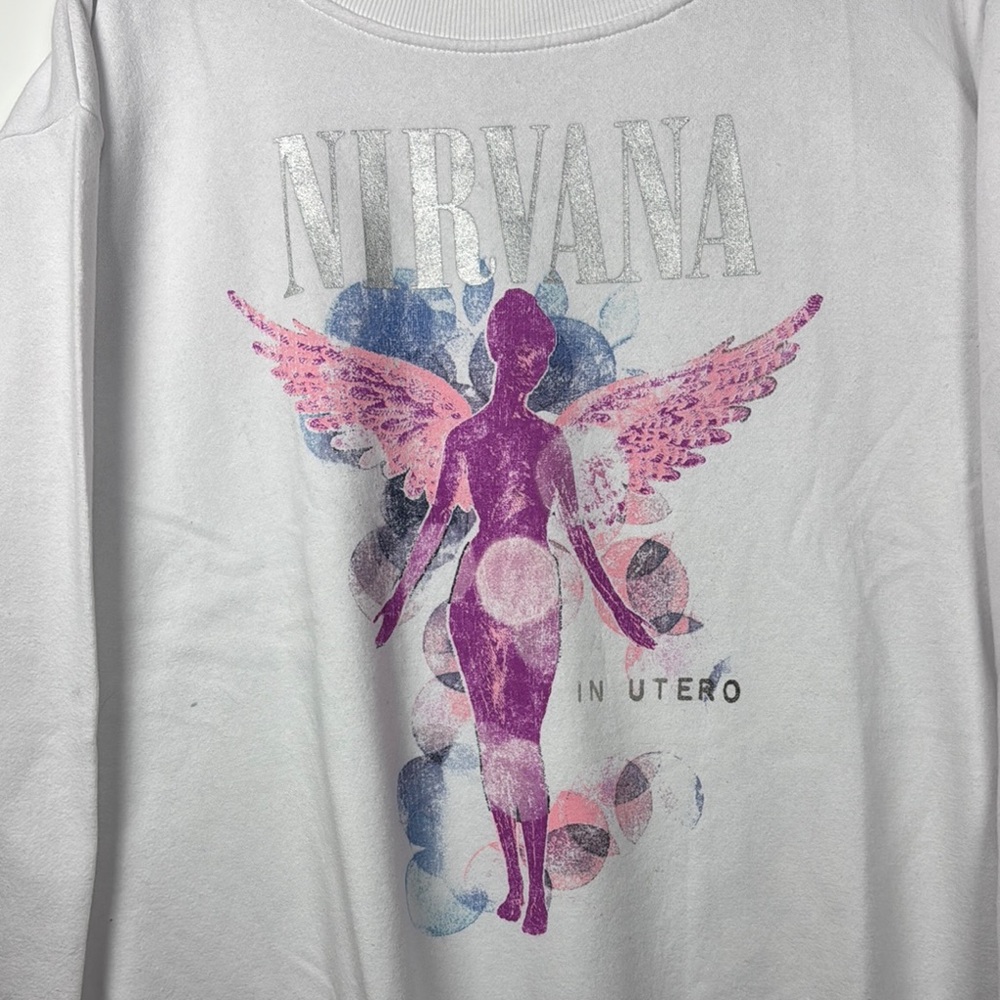 NIRVANA White Sweatshirt with Pink Graphic NWT Sz 3X - Picture 2 of 4